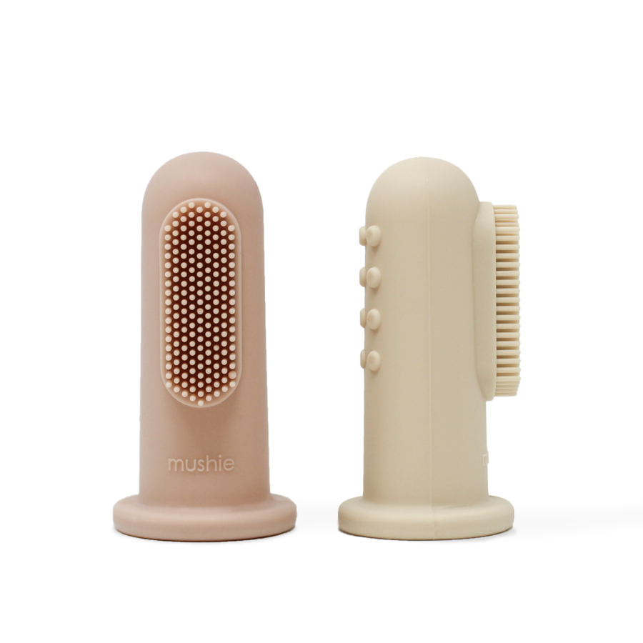 Mushie Finger Toothbrush - Shifting Sand/Blush